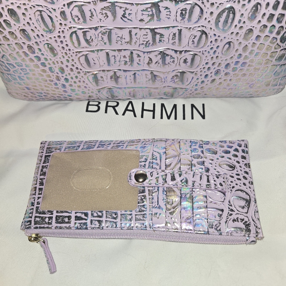Brahmin Mini Sydney Violet Wonderland Melbourne Leather Crossbody & Card Case - Picture 4 of 15